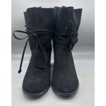 Toms Mila Black Suede Ankle Boots Chunky Heel Size 8.5 Wrap Around Photo 1