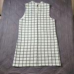 Forever 21  Ivory Black Striped Grid Shift Mini Dress Medium Casual Retro Photo 1