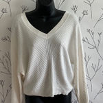 Cyrus  White V-Neck Sweater Cardigan Photo 0