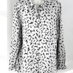J.Jill Love Linen Gray Floral Essential Shirt Size Large Petite LP Tunic Top Photo 1