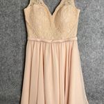 Mori Lee Lace Bodice Dress Chiffon Party Cocktail Pastel Pink Blush Sleeveless 6 Photo 0