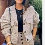 ZARA TWEED PLEATS SHOULDERS JACKET W/ POCKETS & BELT PINK SIZE L NWT Photo 0