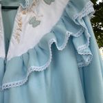 Blue Ruffled Nightgown with Butterfly Embroidery Size M Photo 1