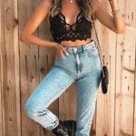 Free People One Adella Longline Cropped Top Bralette Bra Crochet Lace Black Photo 0