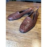 TROTTERS Lea Woven Brown Leather Slingback Flats Huarache Quiet Luxury Size 8.5 Photo 1