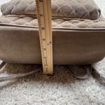 Bebe  Maria Velvet Quilted Large Backpack Taupe Gold Hardware MSRP 109 Photo 4