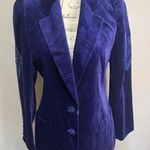VINTAGE Escada Blue Velvet Blazer Beaded Sz 38 Made in West Germany Photo 0