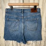 ZARA The 90s Bermuda Denim Distressed Raw Hem Jean Shorts Womens Size 10 Photo 5