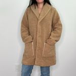 Susan Graver  Camel Sherpa Teddy‎ Coat Button Front Jacket Small Shacket Photo 1