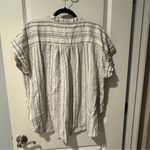 Splendid NWT  Beige and Green Priya Button Down Striped Blouse | XL Photo 5