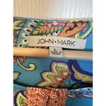 John Mark Mixed Print Peasant Top Multi Large Boho Coastal Western 3/4 Sleeves Photo 4