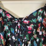 Open Edit Nordstrom Long Sleeve Corset Blouse Top Floral Black Small S Photo 4