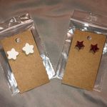 NWOT Star Earrings Lot Red Glitter Studs & White Acrylic Studs Cute Gift Set Photo 3