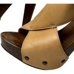 Diane Von Furstenberg  Shoes Women 6‎ Tan Leather Open Toe Slingback Wood Heels Photo 3