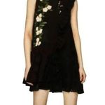 ZARA  Ruffle Sleeveless Eyelet Floral Daisy Embroidered Mini Dress Ruffle L Black Photo 0