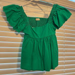 Altar'd State Green Cropped Ruffle Sleeve Top Photo 0