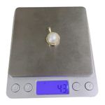 14K 585 Real Pearl Yellow Gold Round w Diamond Frame Pendant White Photo 8