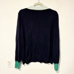 Boden Plus Size Navy Blue Collared Long Sleeve Knit Top Size 20/22 Green Photo 3