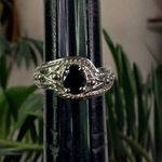 Sterling Silver Sapphire Solitaire Birthstone Ring, Accented Band in Size 7 Photo 0