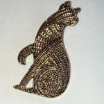 Aged Antique Gold Tone Boho Cat Brooch Photo 2