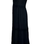 Say What? Say What Black Crinkle Gauze Crochet Maxi Dress Black Witch Goth Vampy S Boho Photo 0