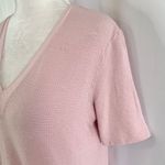 ZARA Textured Knit V-Neck Short Sleeve Top Pink Size Small Photo 8