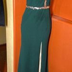 Mgiacy Emerald Green Formal Dress One Shoulder Slit Maxi Gown M Size M Photo 0