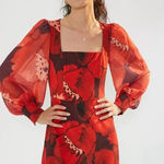Anthropologie Hutch Elaine Poppy Puff Sleeve Mini Dress Sz.12 Photo 0