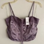 PacSun Corset Bustier Satin Lace Up Crop Top Photo 5