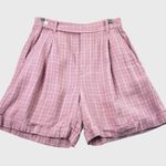 Madewell  Harlow Linen Check Shorts Cafe Pink White 4 High Rise Cuff Hem Photo 8