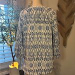Joie  Blue and White Abstract ikat-print silk Blouse Photo 1