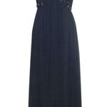 XScape Navy Beaded Chiffon Long Dress 4 Photo 0