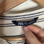 ZARA  nubby textured cotton blend buttoned striped romper in ecru size XS Photo 8