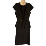 Olivia Matthews  Black Peplum Belted Sheath Dress Size 14W Photo 2