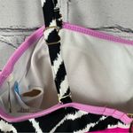 California Waves Juniors’ Printed Asymmetric Bikini Top Black Pink Lime L NWT Photo 11