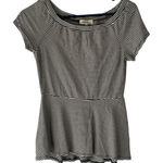 Anthropologie  Monteau Women's Size Medium Striped‎ Peplum Baby Doll Top Photo 0