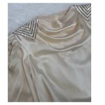 Vintage Lloyd Williams Silk cream blouse beaded sequin draped cowl neck medium Photo 9