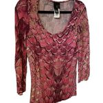 Just Cavalli  Pink Godet Feather Pattern Long Sleeve Size Small Blouse. Photo 1