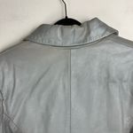 Vtg Y2K Brandon Thomas Leather Jacket Blazer Sz Small Grey Button Front Gray Photo 9
