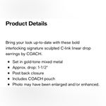 Coach  ‘C’ linear chain earrings Photo 2