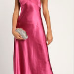 Lulus LULU’S Incredible Love Magenta Satin Cowl Back Midi Slip Dress Photo 0