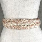 Vintage Statement Braided Waist Belt Womens Ivory Pink Tie Fabric 80s 90s Boho Photo 1