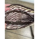 Guess Logo Clutch With Strap Brown Faux Croc Zip Up Photo 5