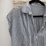 ZARA Blue & White Stripped Botton Down Short Sleeve Shirt Photo 3