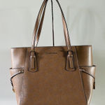 Michael Kors  Voyager Ballet Metallic Pink Leather East West Tote Bag Photo 0