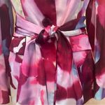 ZARA SATIN EFFECT PRINTED PINK PURPLE BLUE WHITE BLAZER BOW BELT SZ S Photo 13