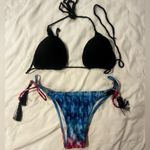 Black Crochet Bikini Top and Tie Photo 0