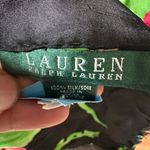 Ralph Lauren black bold pink rose print silk scarf long neck tie headband wrap Photo 2