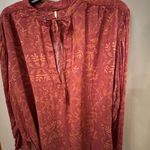 Free People  Mia Floral Print Plunging Tie Neck Long Sleeve Tunic Top Size Small Photo 2