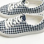 J. CREW Factory Gingham Plaid Lace Up Canvas Shoes, Size 7 Blue Photo 4